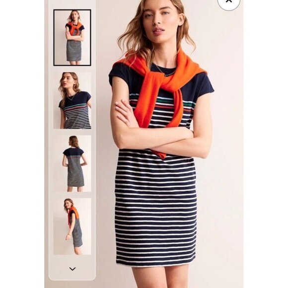 Boden Dresses & Skirts - Boden Blue 100% Cotton Stripe Leah Jersey T-Shirt Dress Size 6 Preppy Old Money